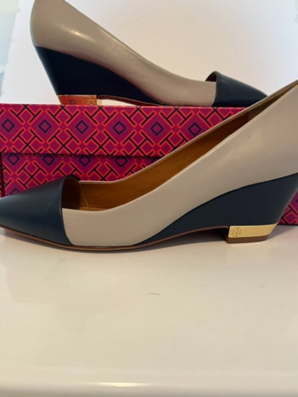 Tory Burch Maison leather wedge pumps.